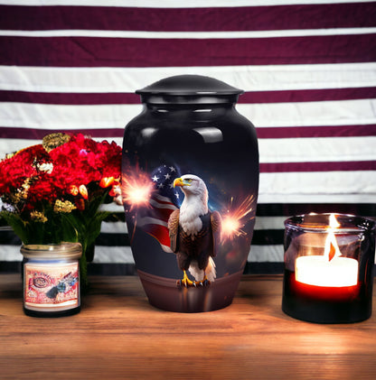 Classic Eagle Urn for Ashes, personalized engraved names.