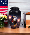 Classic Eagle Urn for Ashes, personalized engraved names.