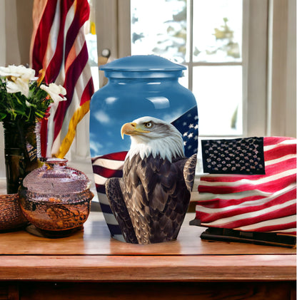 Classic Eagle Urn for ashes, 3-inch aluminium cremation urn.