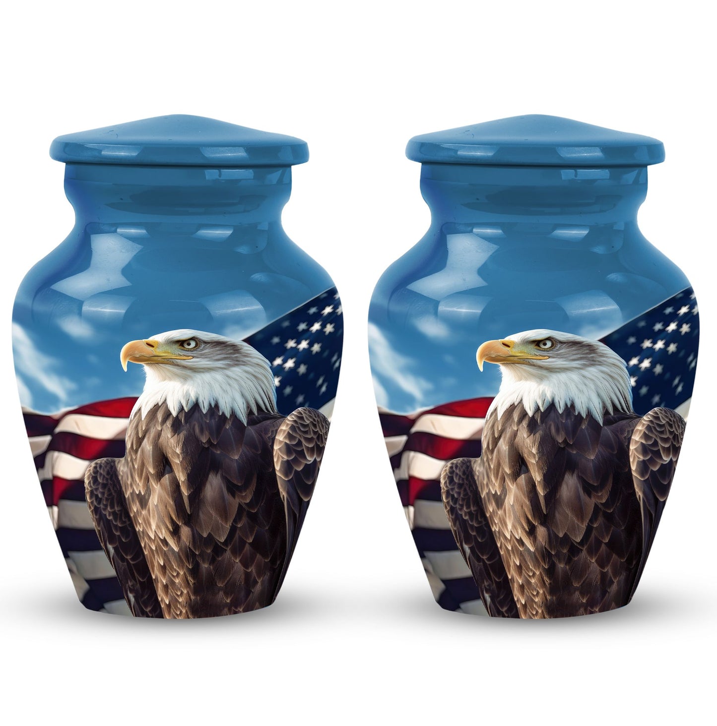 Classic Eagle Urn for ashes, 3-inch aluminium cremation urn.