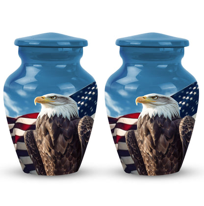 Classic Eagle Urn for ashes, 3-inch aluminium cremation urn.