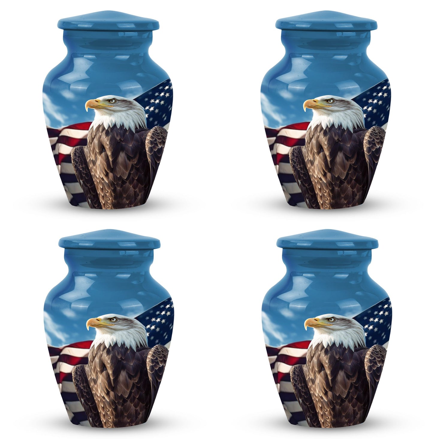 Classic Eagle Urn for ashes, 3-inch aluminium cremation urn.