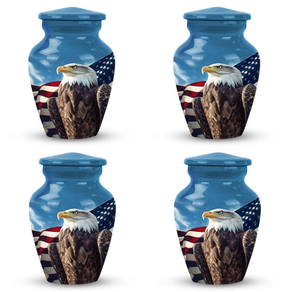 Classic Eagle Urn for ashes, 3-inch aluminium cremation urn.