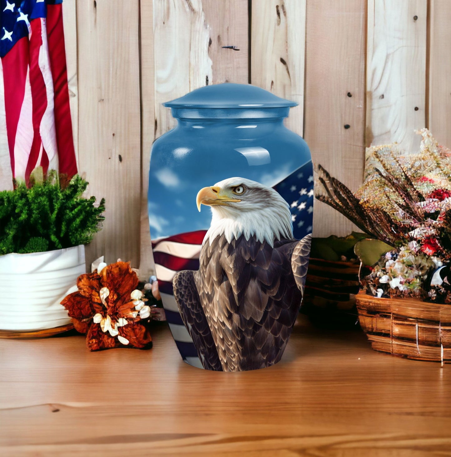 Classic Eagle Urn for ashes, 3-inch aluminium cremation urn.