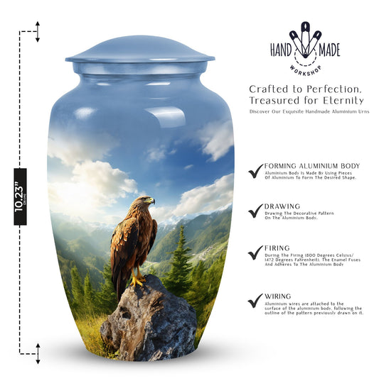 3-Inch Eagle Memorial Urn, Aluminium Large Urn