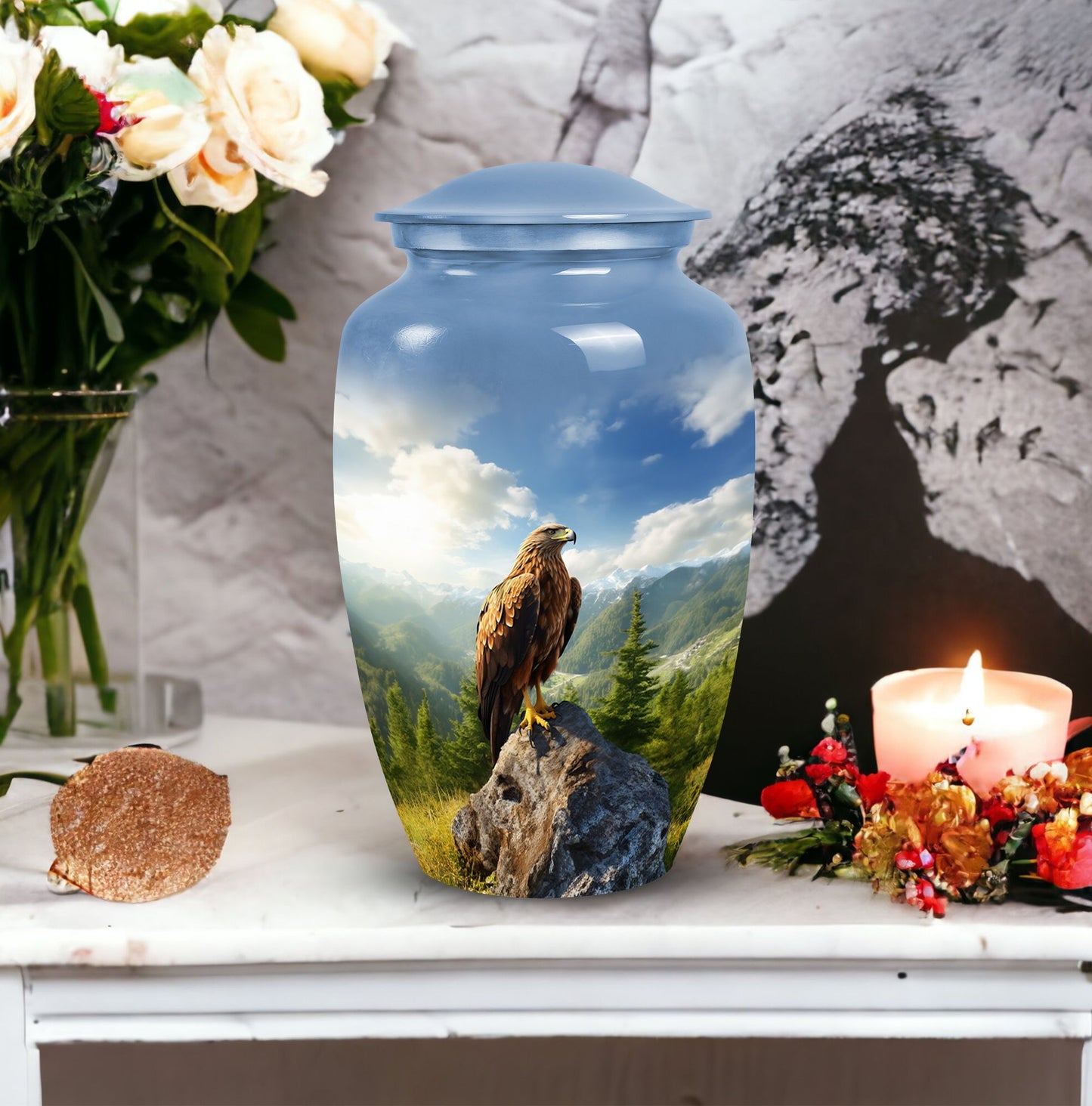 3-Inch Eagle Memorial Urn, Aluminium Large Urn
