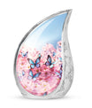 blue butterfly urn made of aluminum for cremation ashes.
