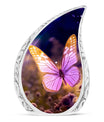 Classic pink butterfly cremation urn, personalize with engraved names.
