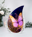 Classic pink butterfly cremation urn, personalize with engraved names.