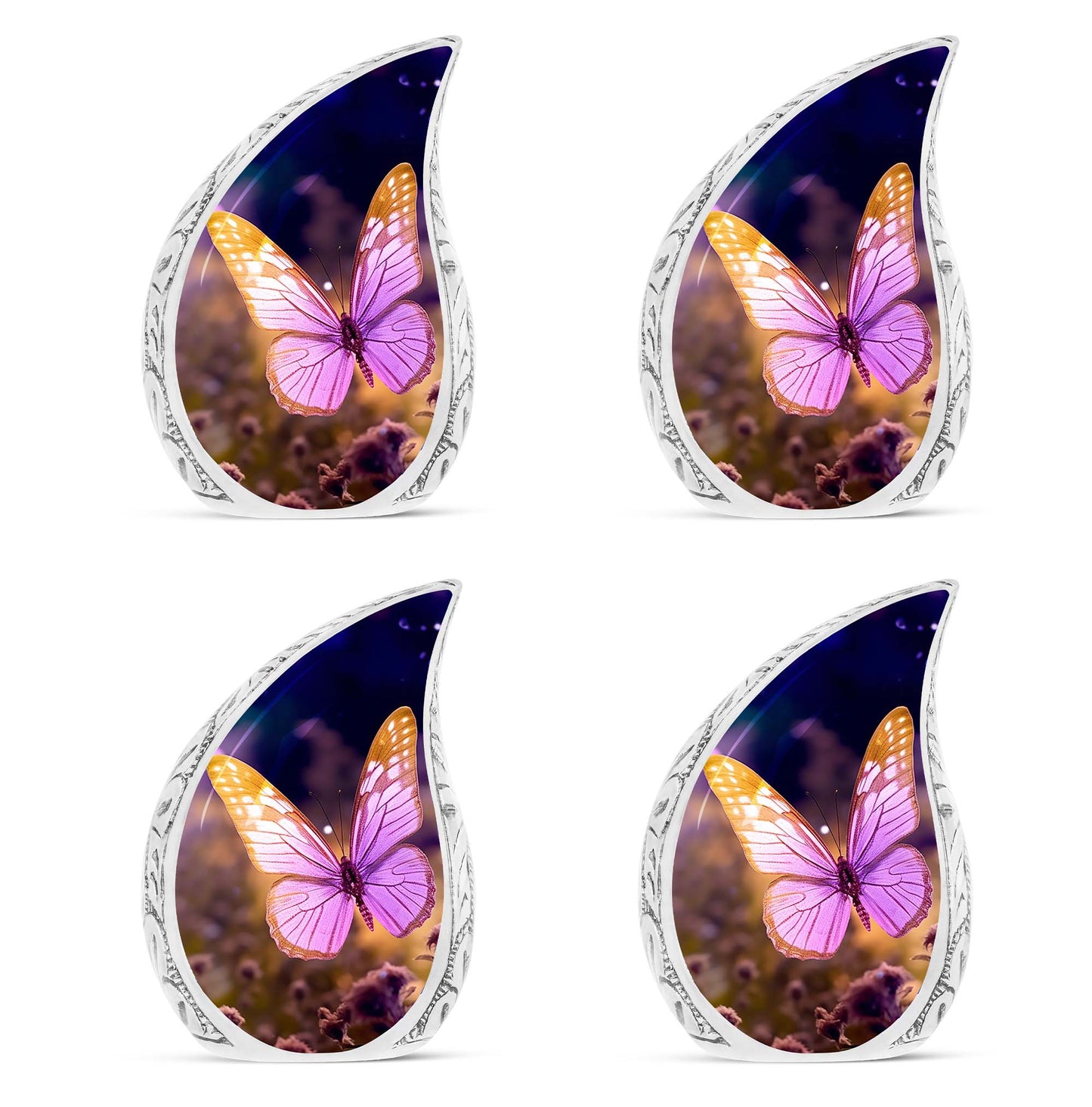 Classic pink butterfly cremation urn, personalize with engraved names.
