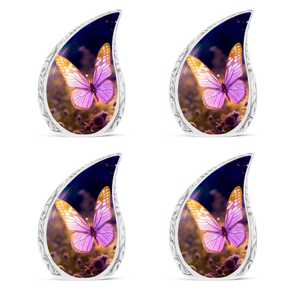 Classic pink butterfly cremation urn, personalize with engraved names.