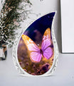 Classic pink butterfly cremation urn, personalize with engraved names.
