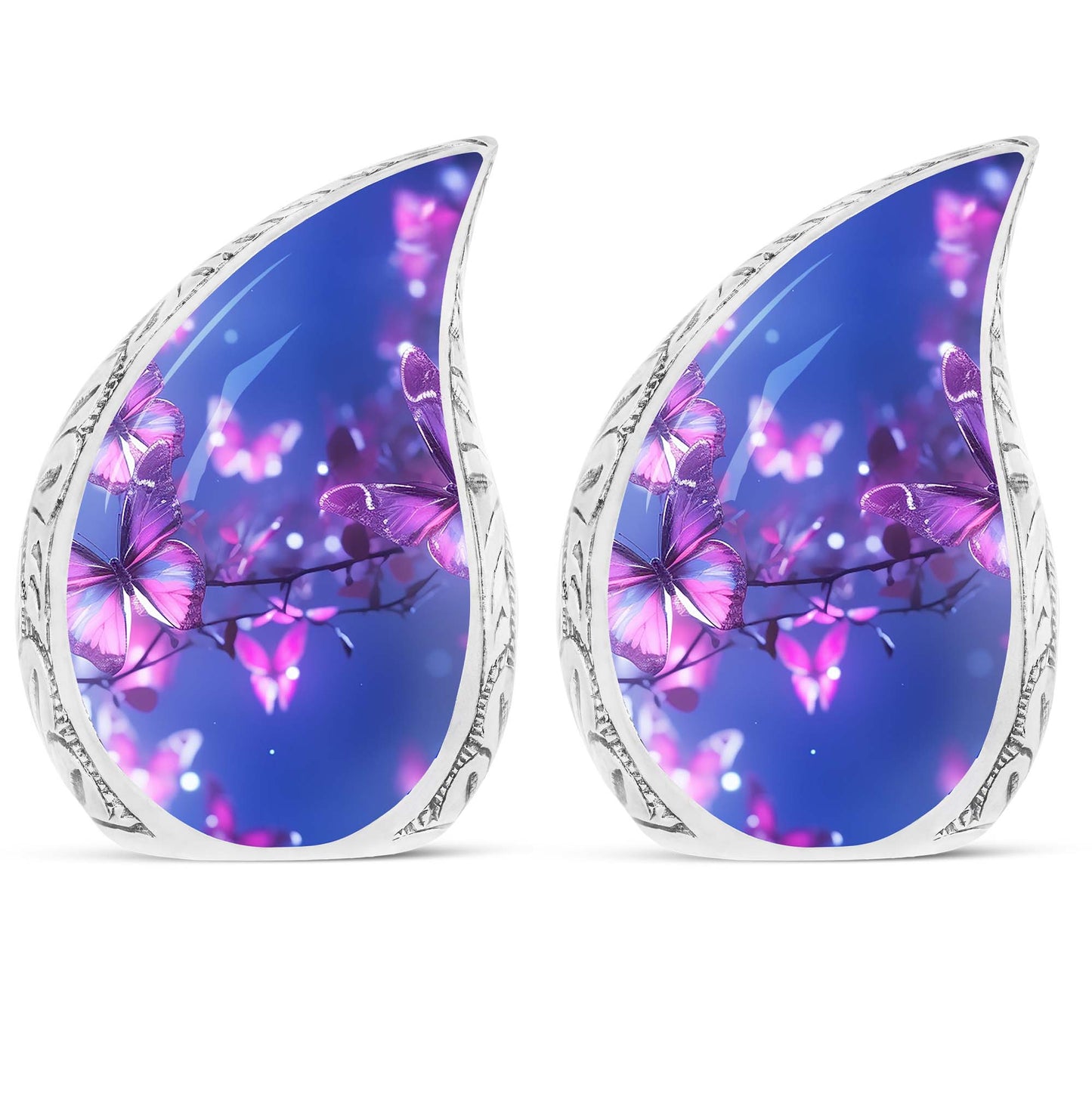 Purple Butterfly Memorial Urn, 3 Inch Classic Design.