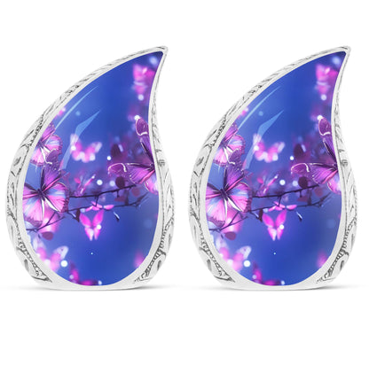 Purple Butterfly Memorial Urn, 3 Inch Classic Design.