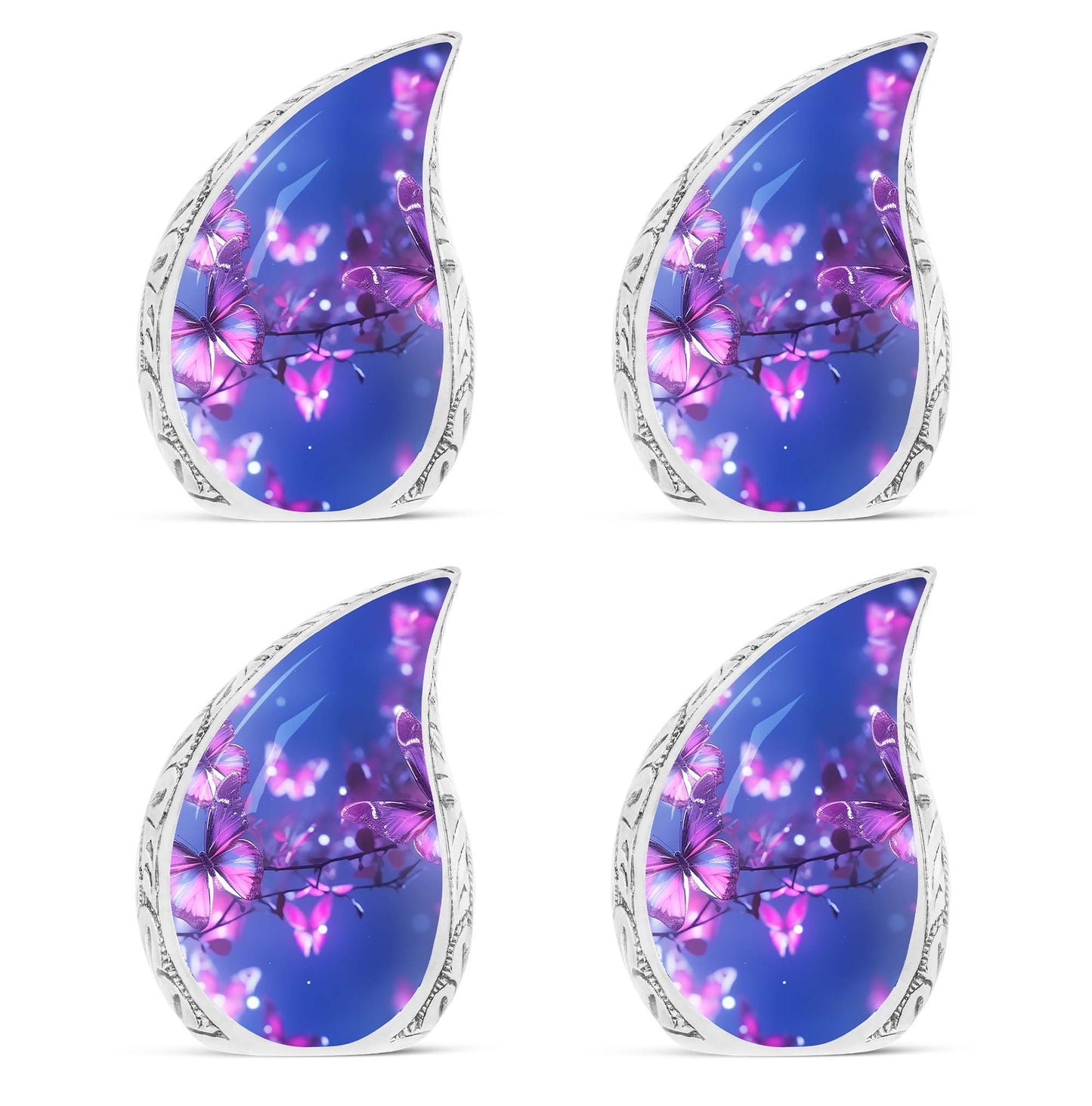 Purple Butterfly Memorial Urn, 3 Inch Classic Design.