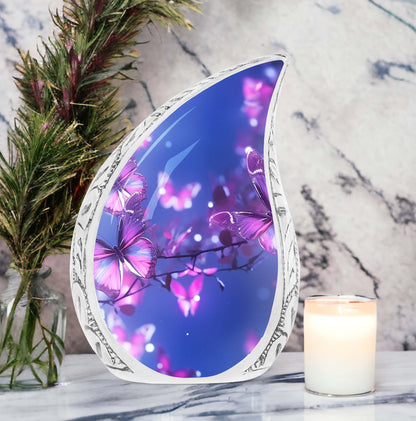 Purple Butterfly Memorial Urn, 3 Inch Classic Design.