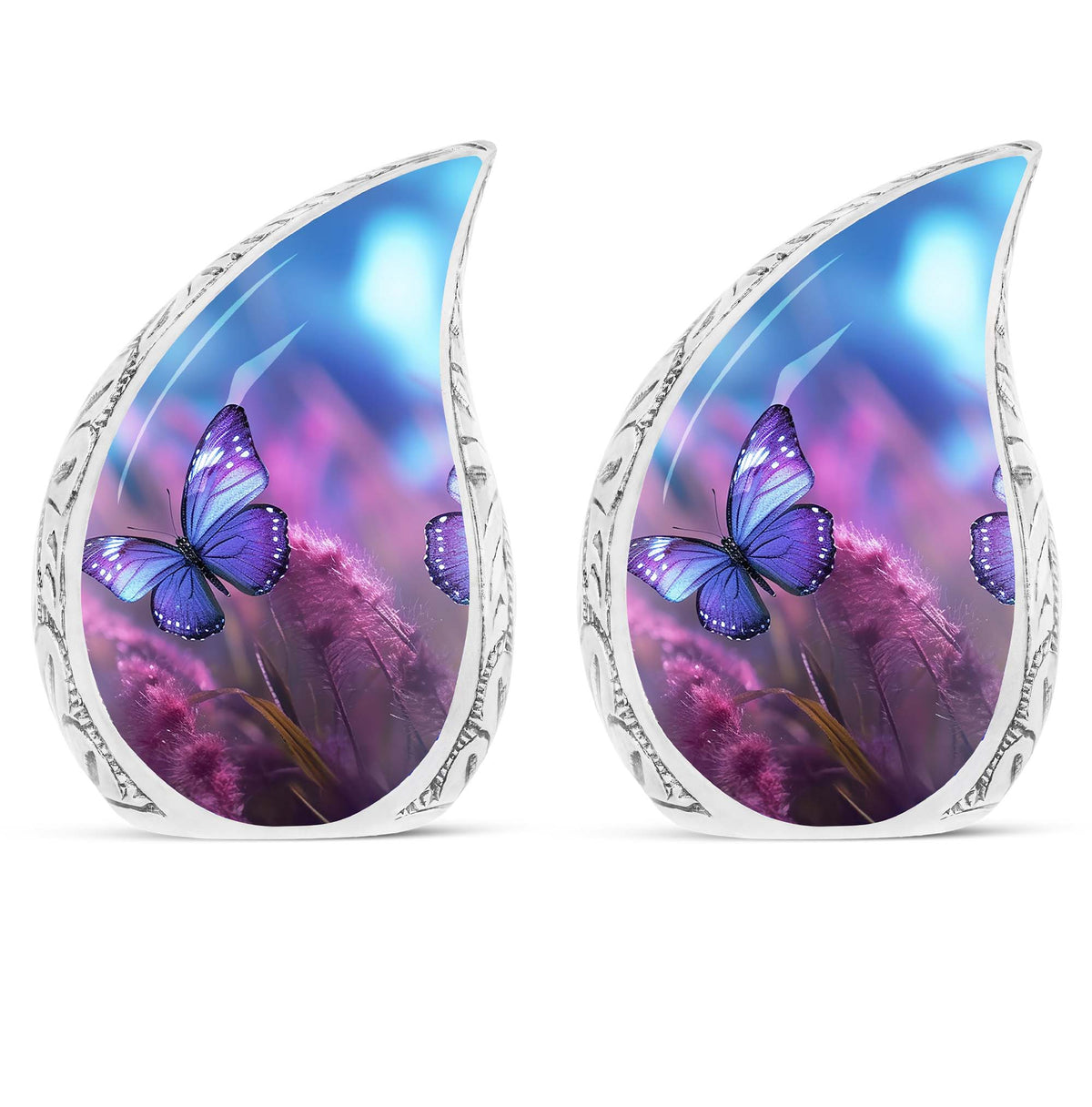 Classic purple butterfly urn for human ashes.