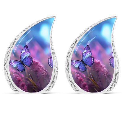 Classic purple butterfly urn for human ashes.