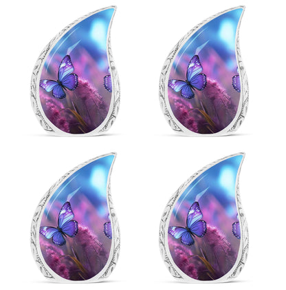 Classic purple butterfly urn for human ashes.
