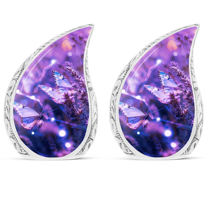 Purple butterfly urn, 3-inch classic design.