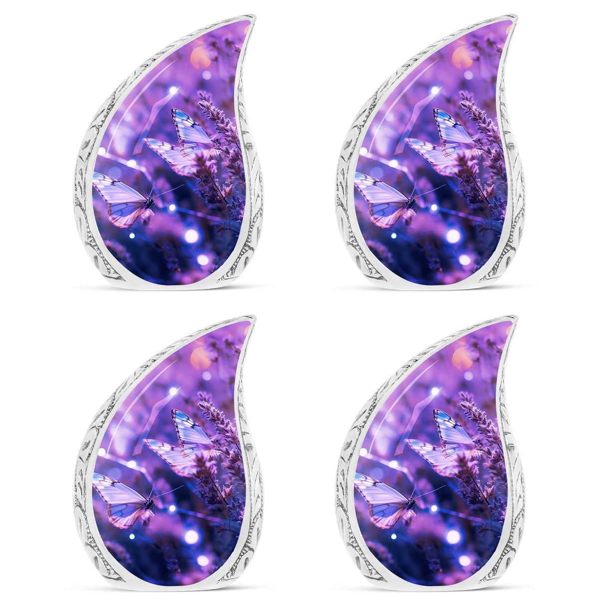 Purple butterfly urn, 3-inch classic design.
