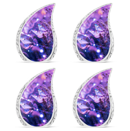 Purple butterfly urn, 3-inch classic design.