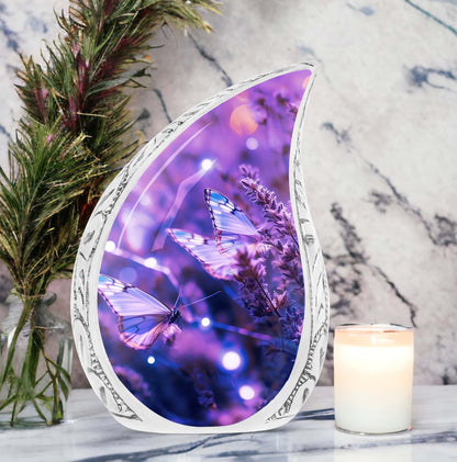 Purple butterfly urn, 3-inch classic design.