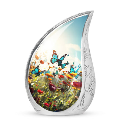 3-inch Classic Urn, Large Aluminium Colorful Butterflies