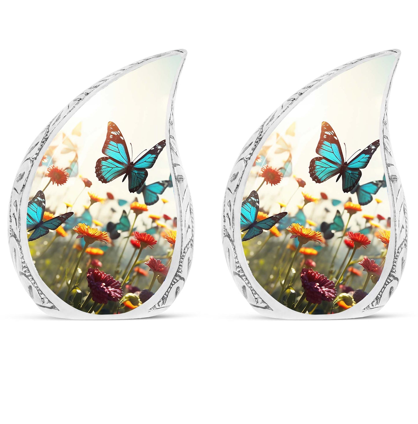 3-inch Classic Urn, Large Aluminium Colorful Butterflies