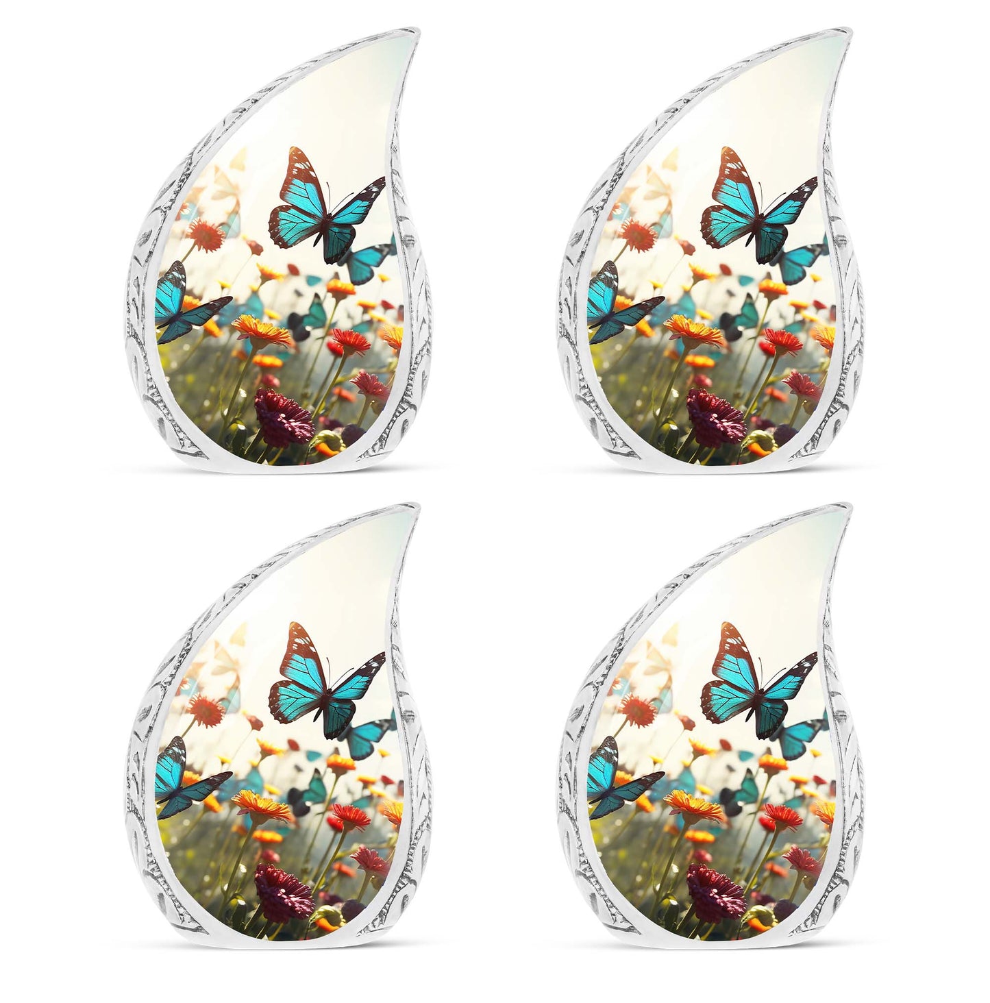 3-inch Classic Urn, Large Aluminium Colorful Butterflies