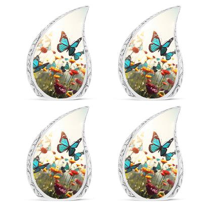 3-inch Classic Urn, Large Aluminium Colorful Butterflies
