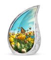 Butterflies Cremation Urn, classic Aluminium urn for ashes.