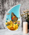 Butterflies Cremation Urn, classic Aluminium urn for ashes.