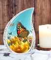 Butterflies Cremation Urn, classic Aluminium urn for ashes.