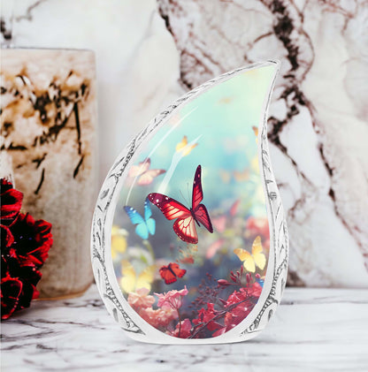 Colorful Butterflies 3-inch Classic Urn for Human Ashes.