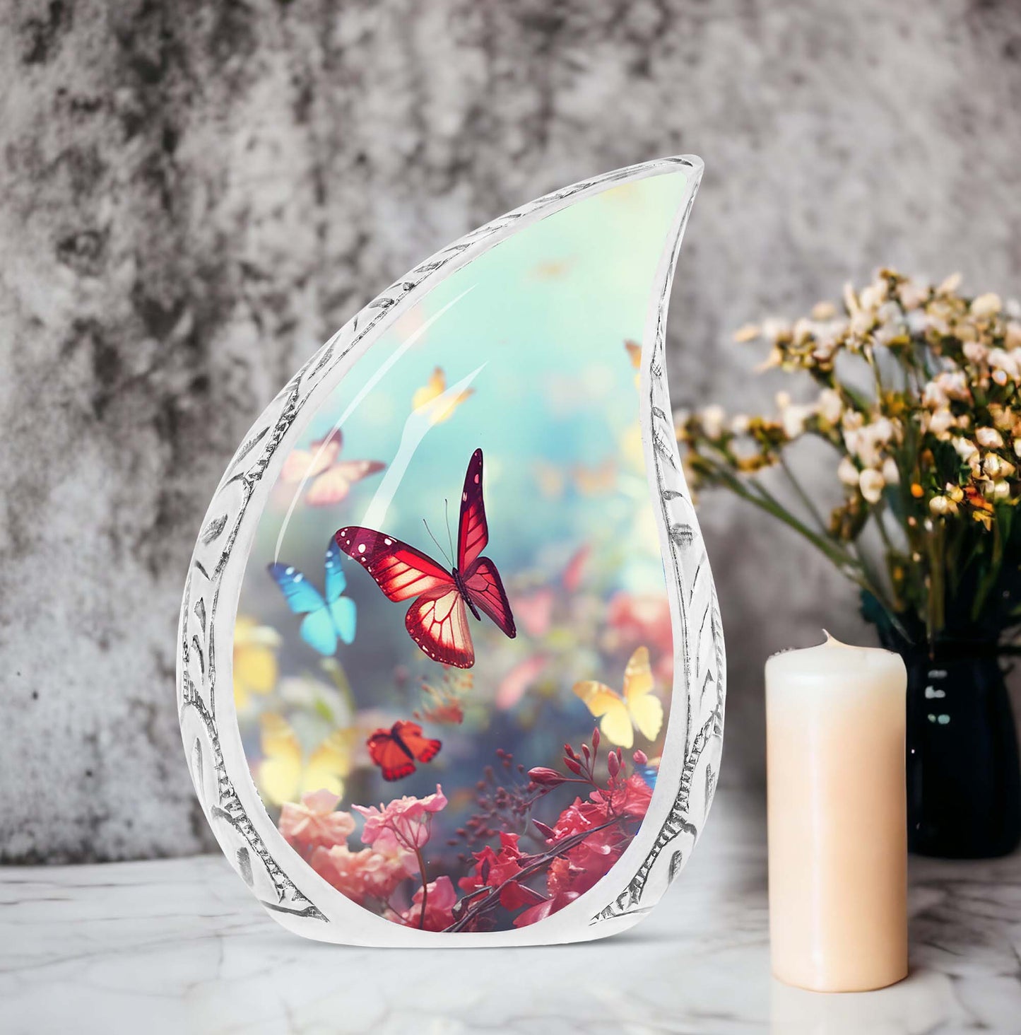 Colorful Butterflies 3-inch Classic Urn for Human Ashes.