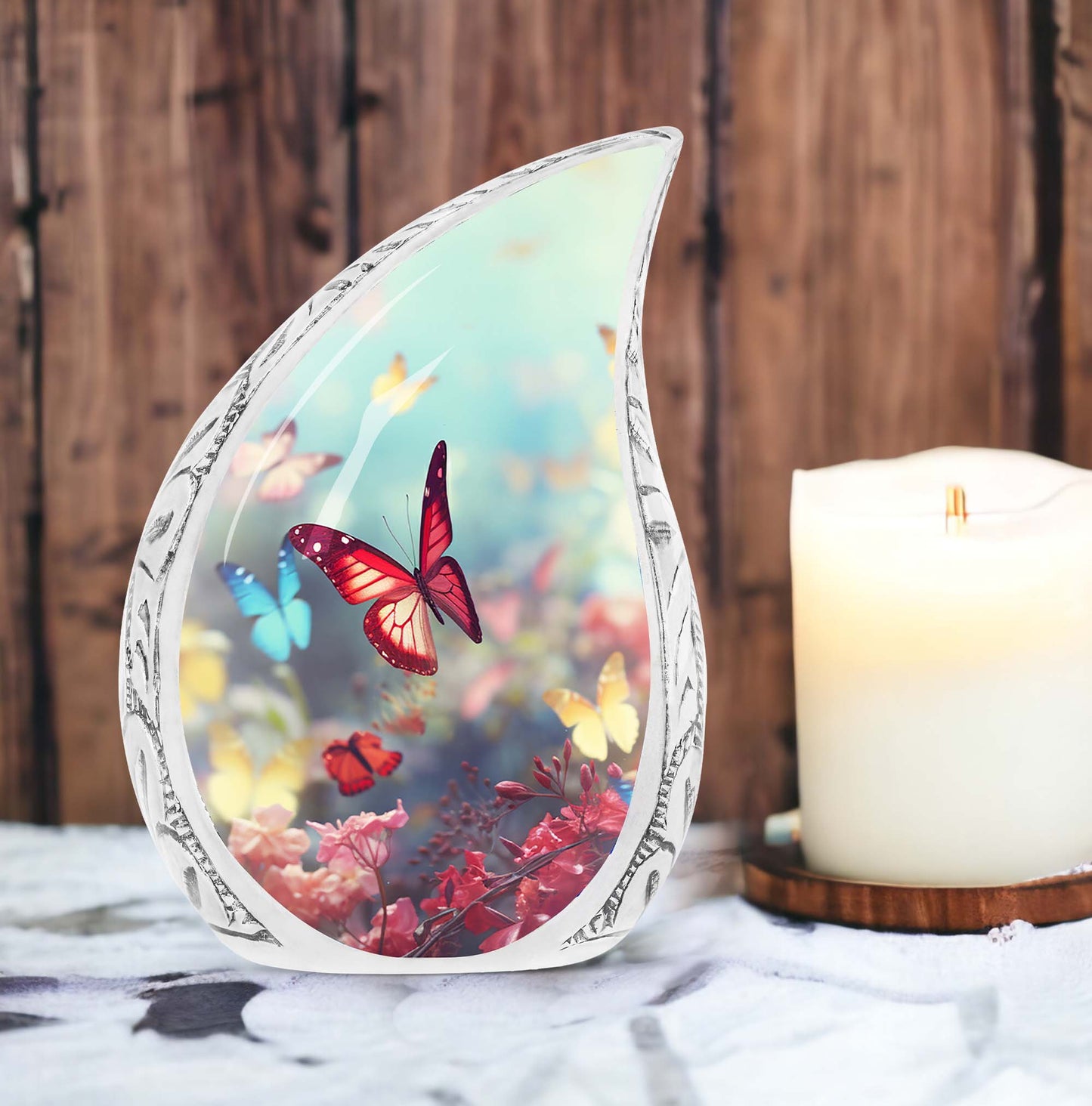 Colorful Butterflies 3-inch Classic Urn for Human Ashes.