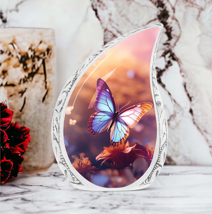 3-inch Classic Blue Butterflies Cremation Urn.
