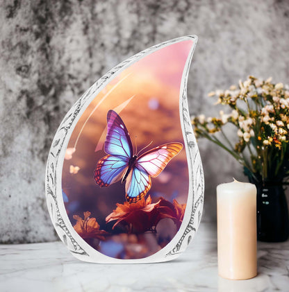 3-inch Classic Blue Butterflies Cremation Urn.