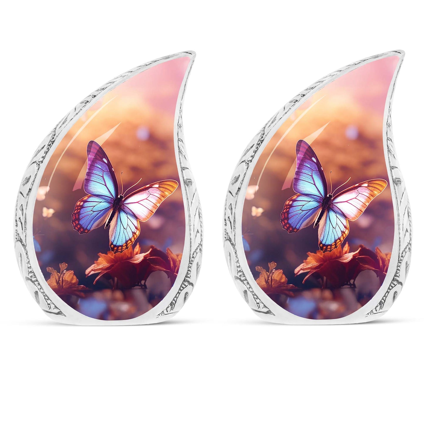 3-inch Classic Blue Butterflies Cremation Urn.