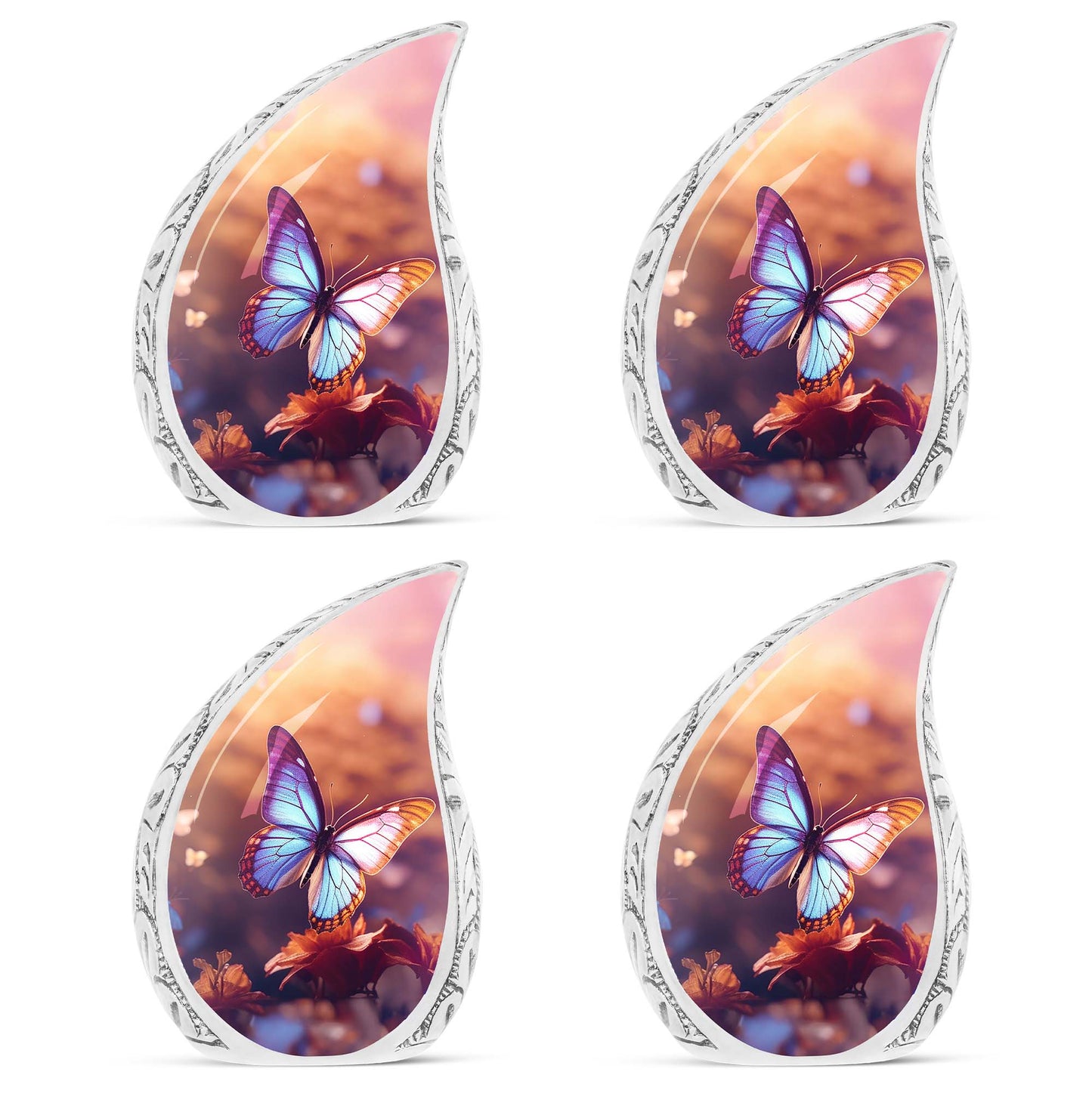 3-inch Classic Blue Butterflies Cremation Urn.