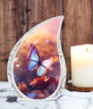 3-inch Classic Blue Butterflies Cremation Urn.