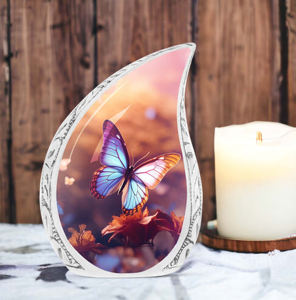 3-inch Classic Blue Butterflies Cremation Urn.