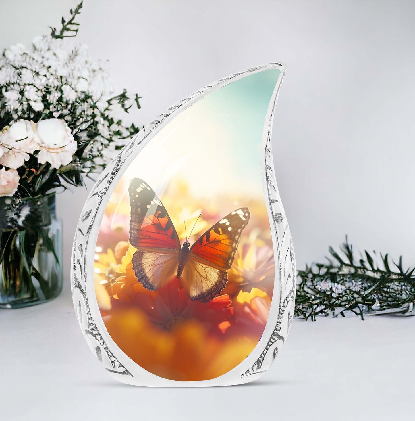 Colorful Butterflies Memorial Urn