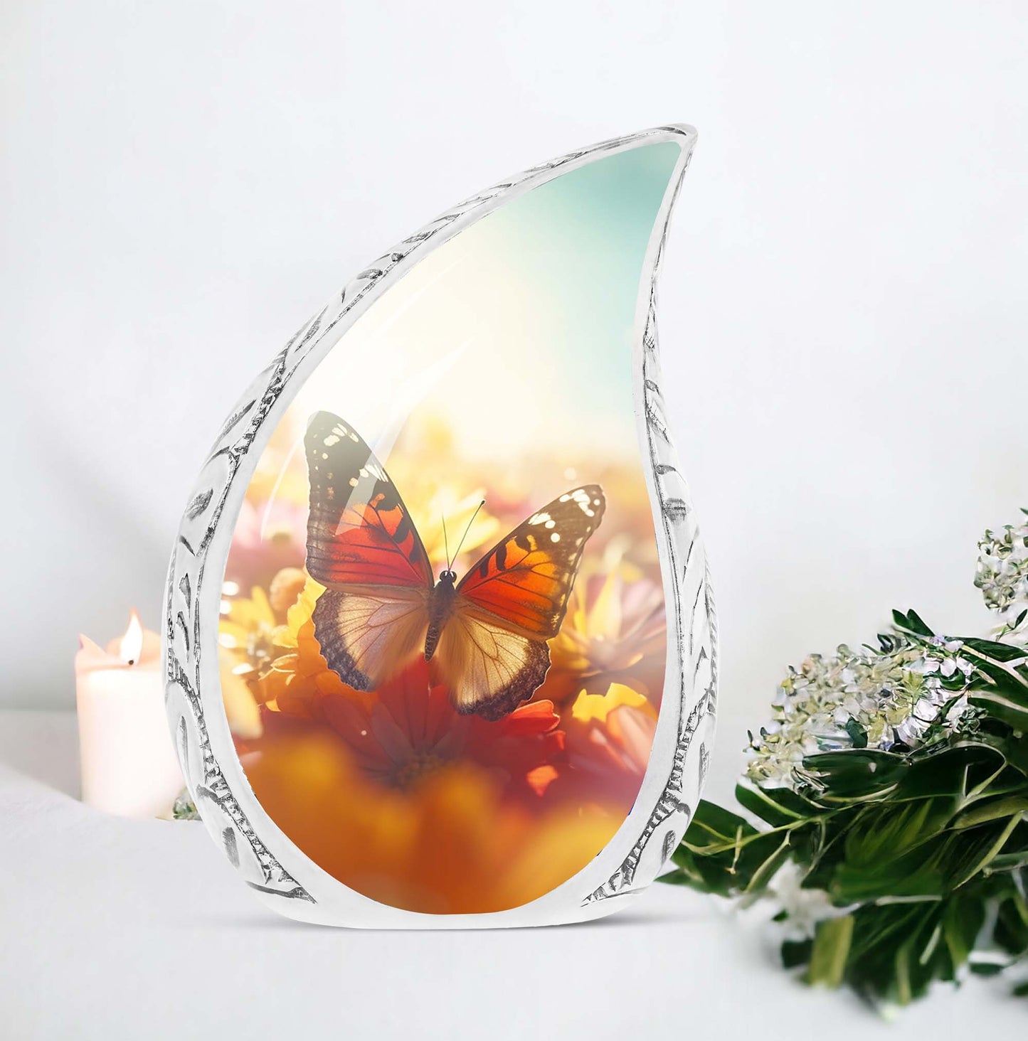 Colorful Butterflies Memorial Urn