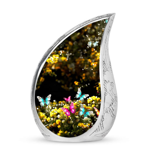 Purple Butterflies Funeral Urn, Classic Large