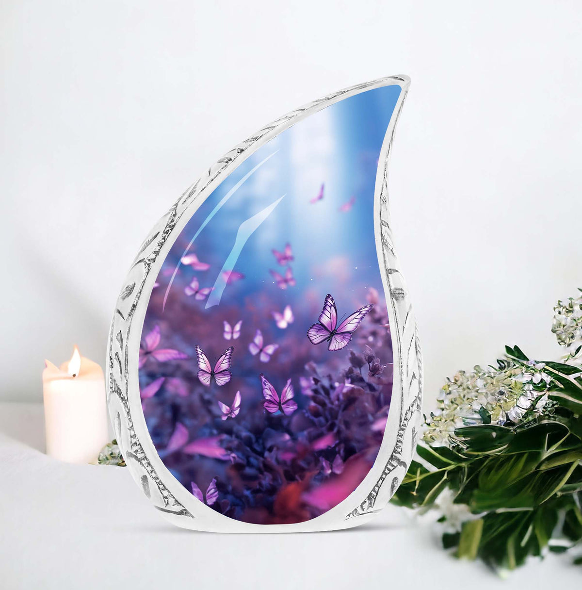 Large Purple Butterflies Urn for ashes