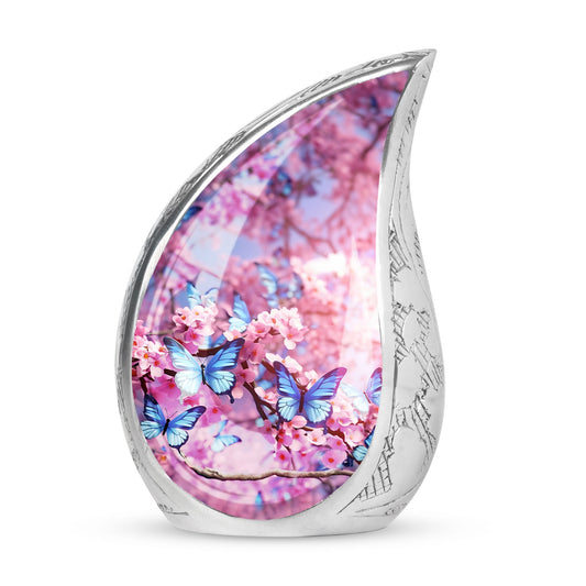 Personalized purple butterfly 3-inch classic urn for ashes.