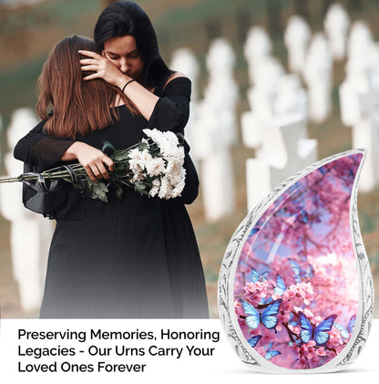 Personalized purple butterfly 3-inch classic urn for ashes.