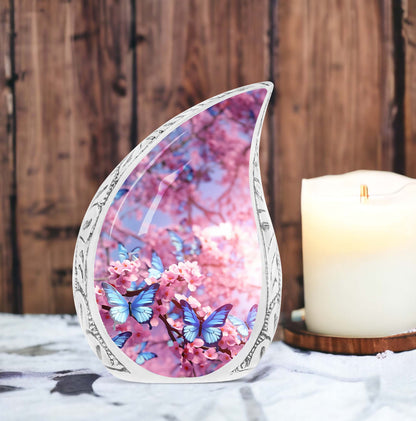 Personalized purple butterfly 3-inch classic urn for ashes.
